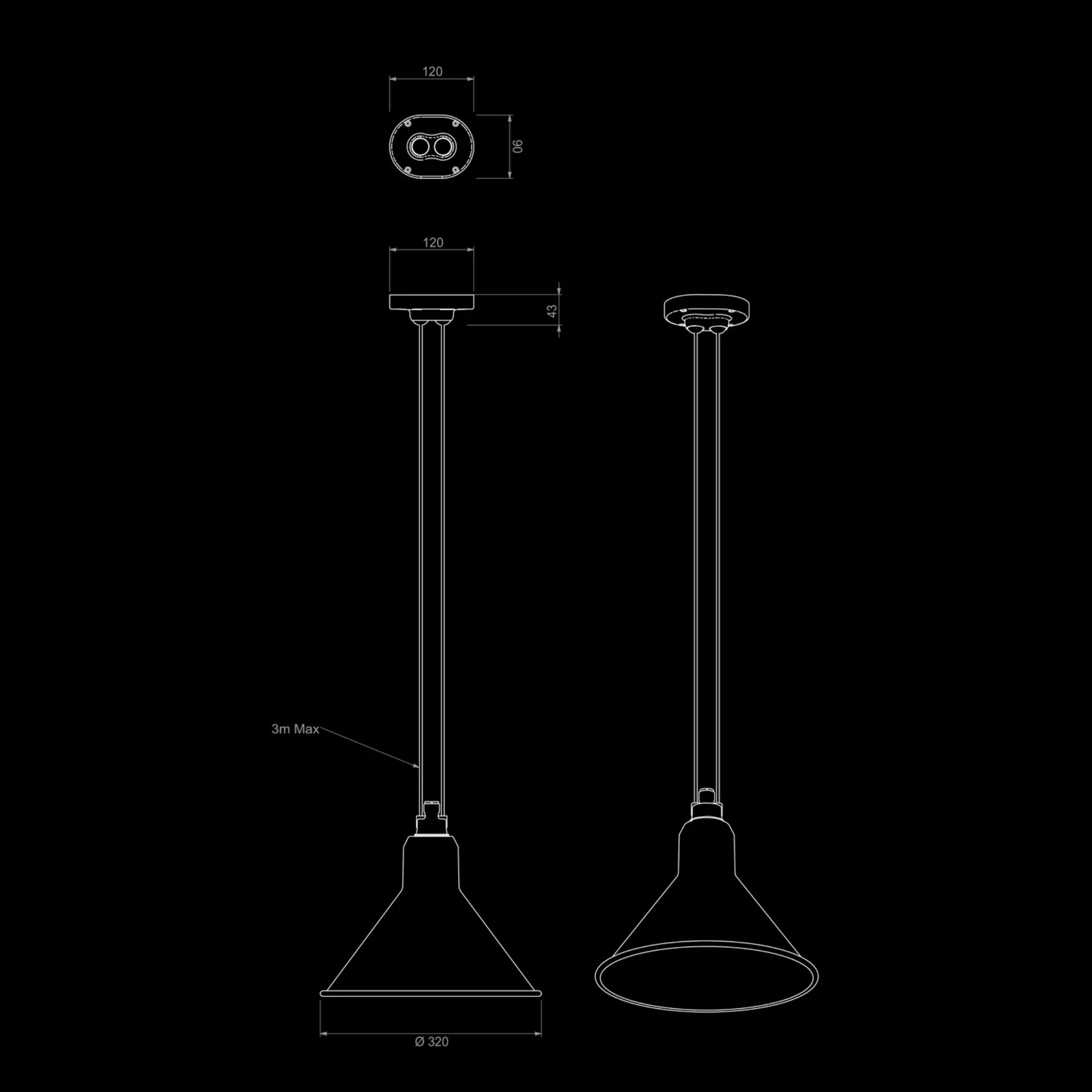 Lampe Gras N°322 Ceiling Light