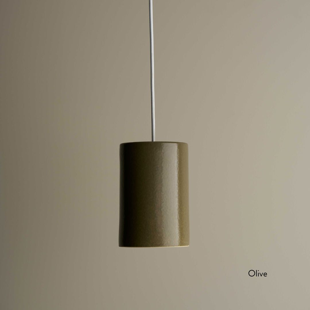 Ceramic Cylinder Pendant Light Small