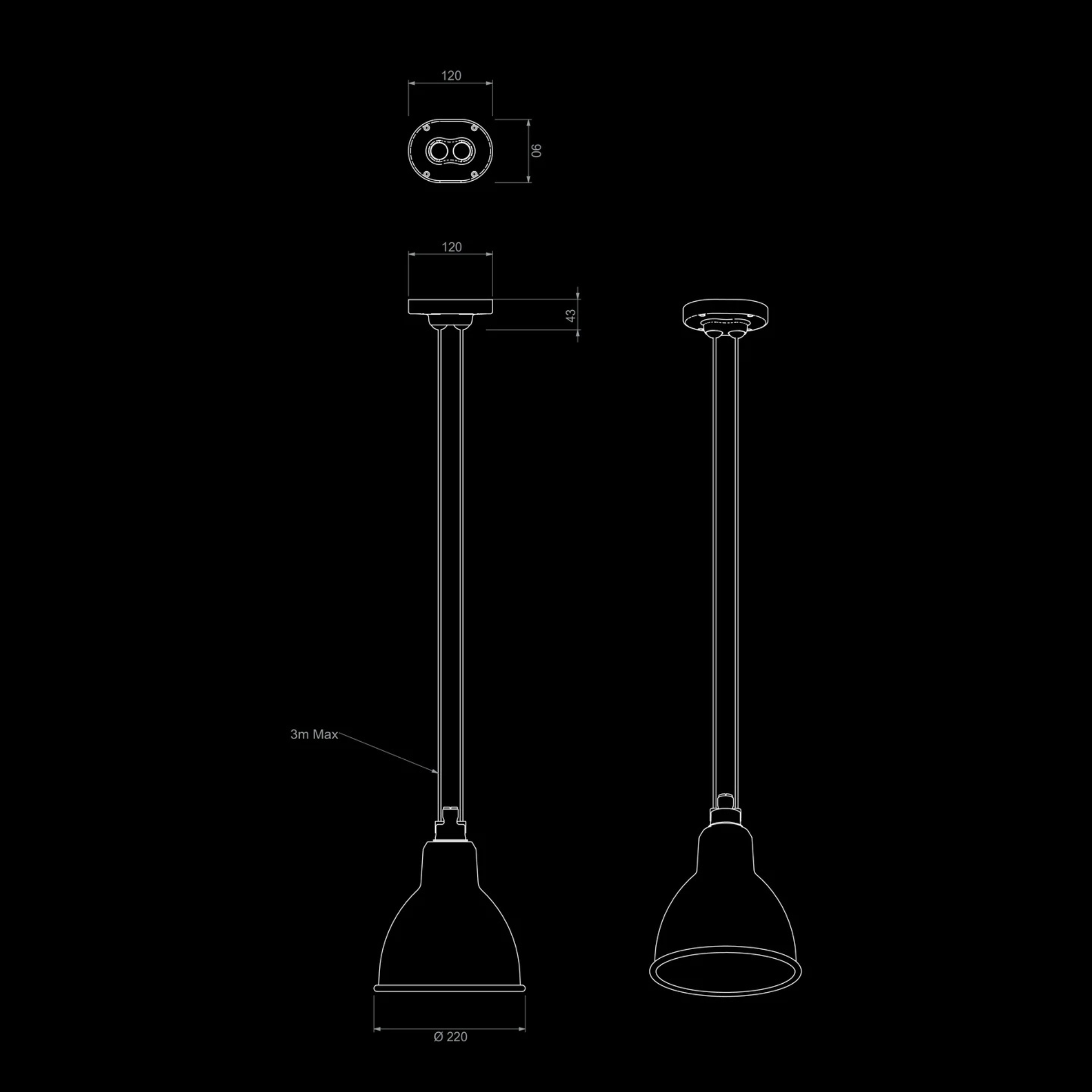 Lampe Gras N°322 Ceiling Light