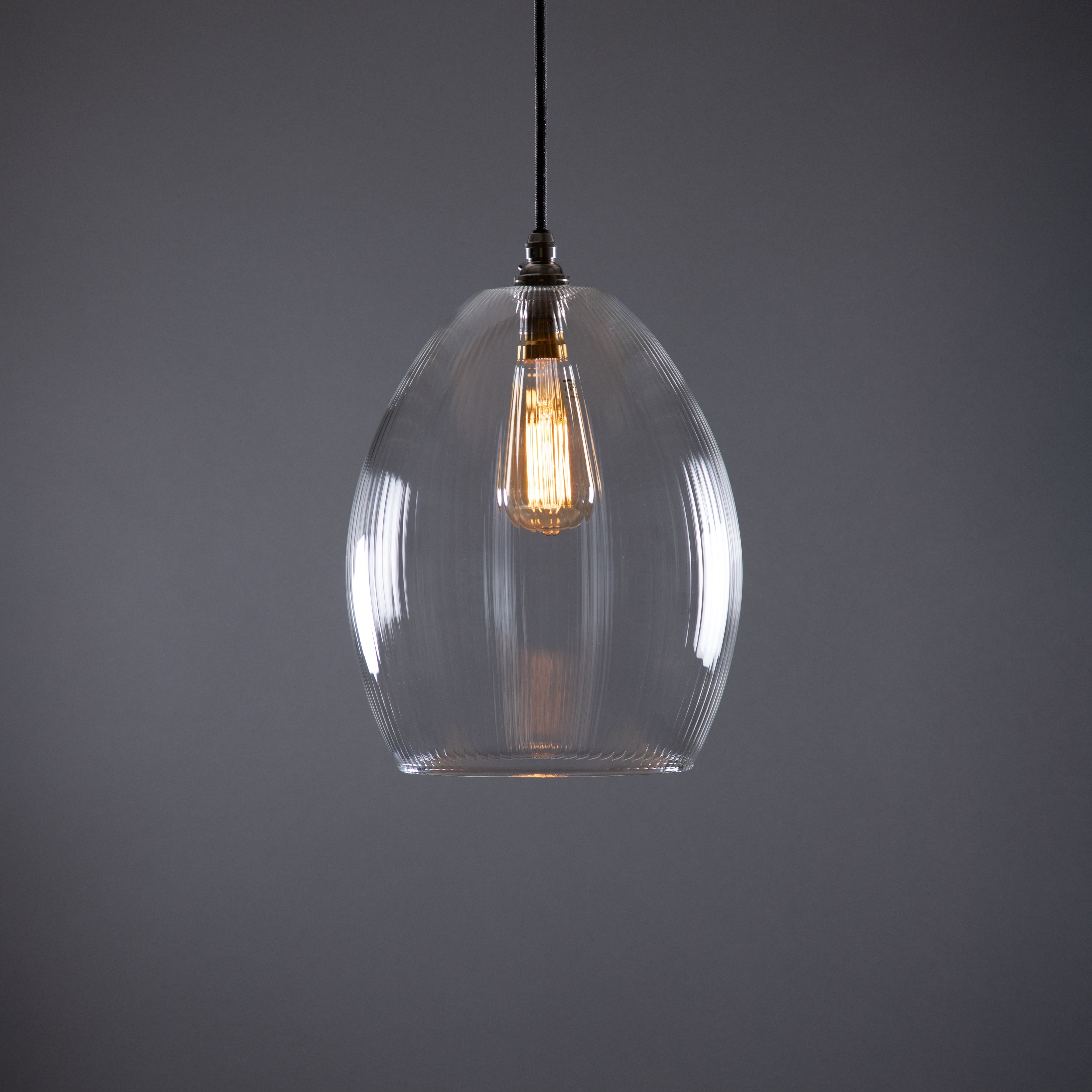 Jules Fine Ribbed Glass Pendant