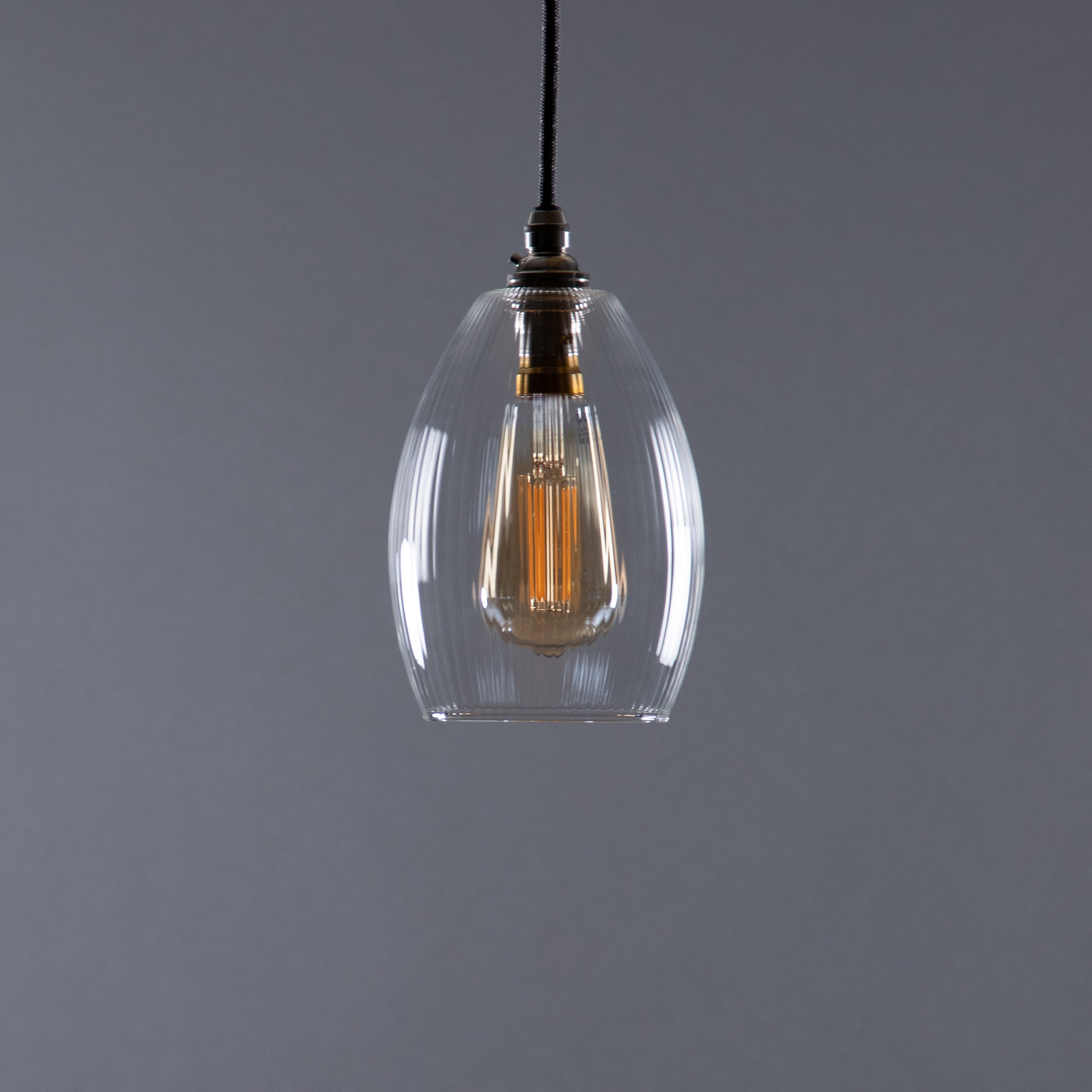 Jules Fine Ribbed Glass Pendant