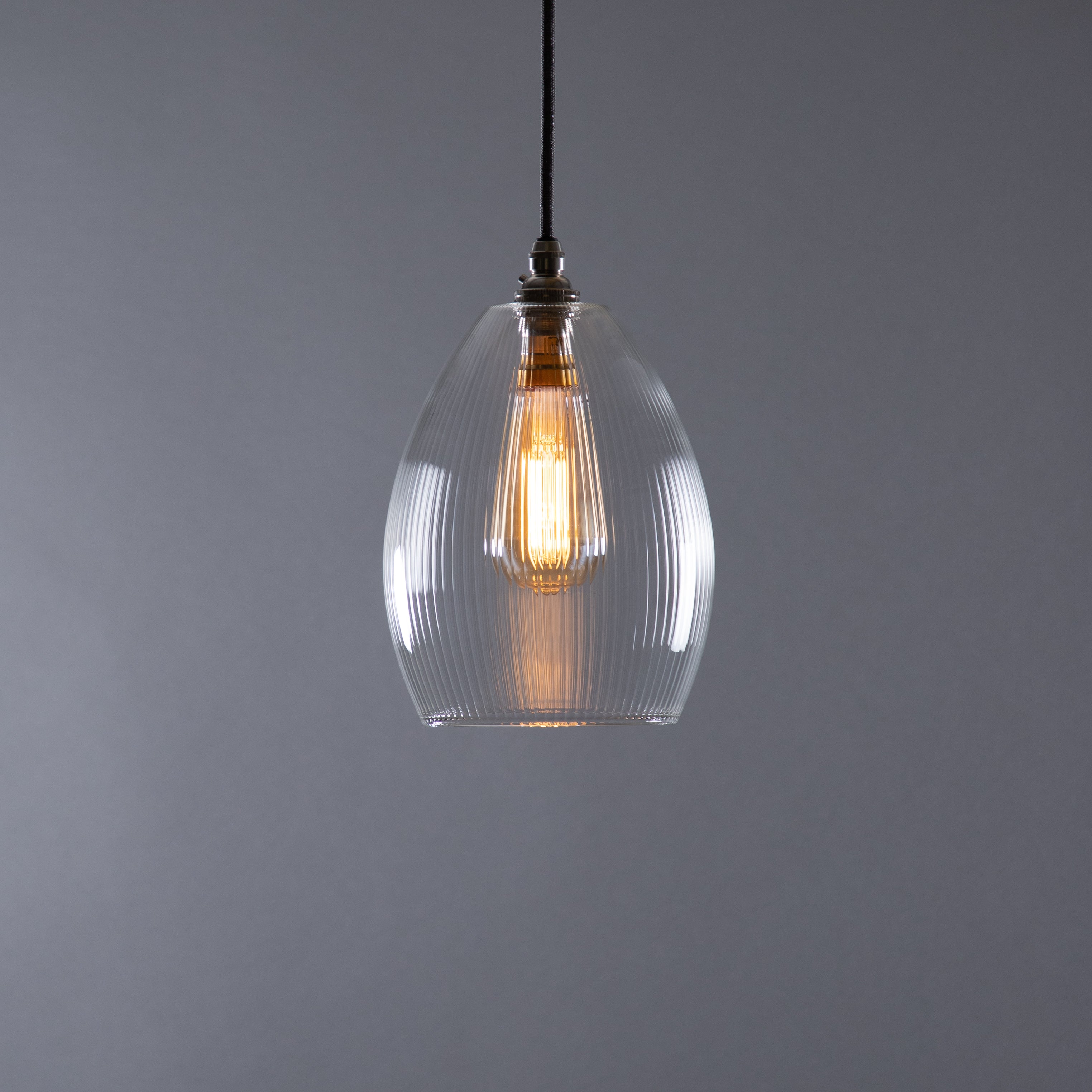 Jules Fine Ribbed Glass Pendant