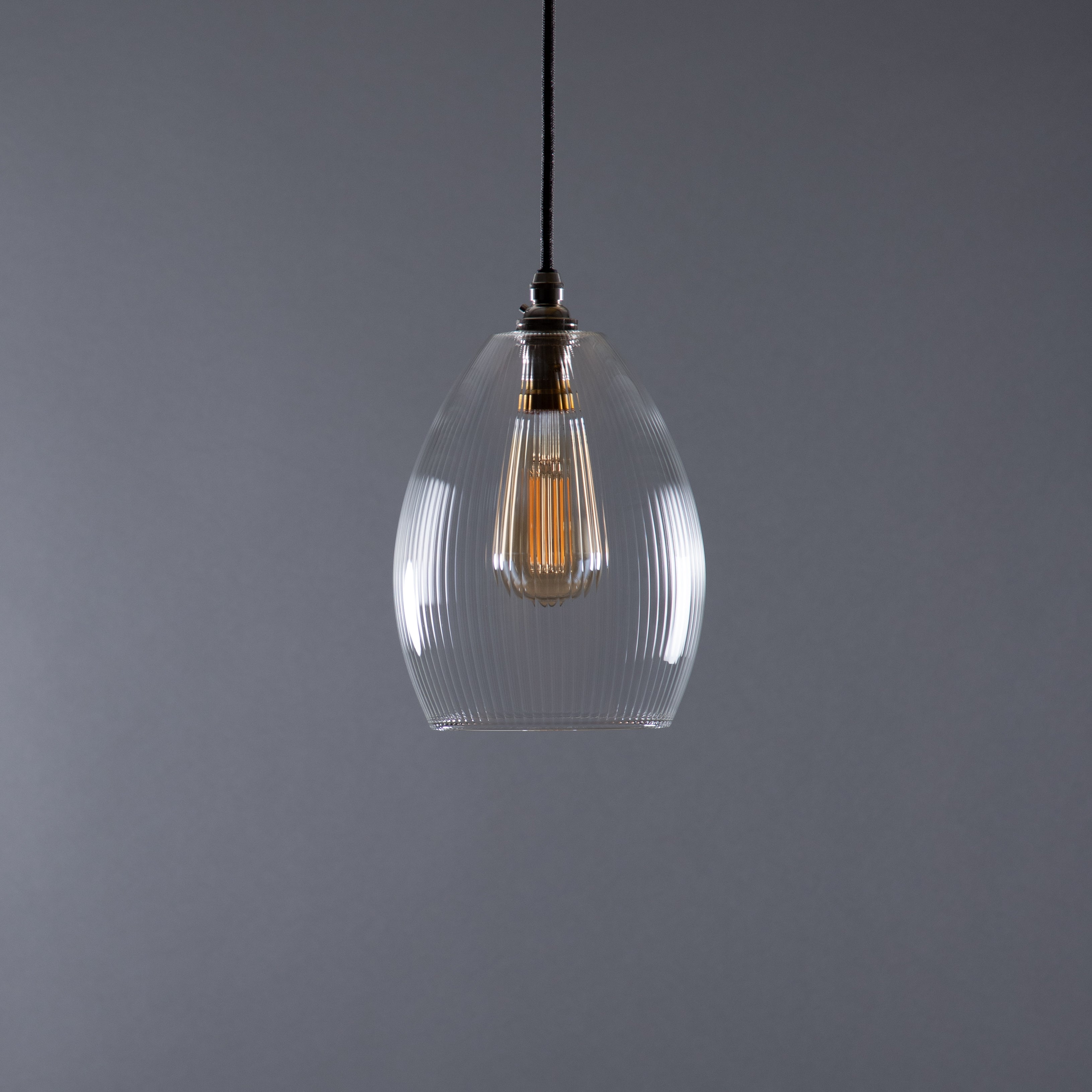 Jules Fine Ribbed Glass Pendant