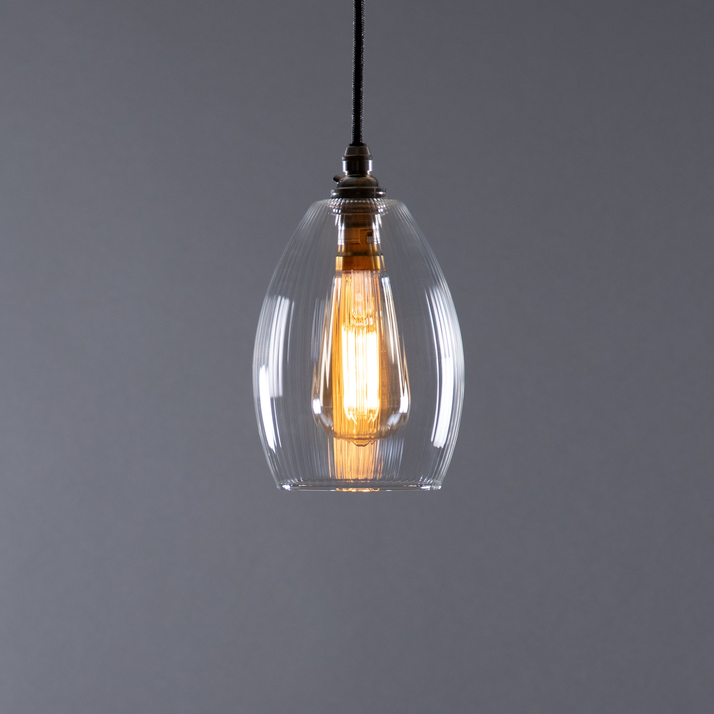 Jules Fine Ribbed Glass Pendant