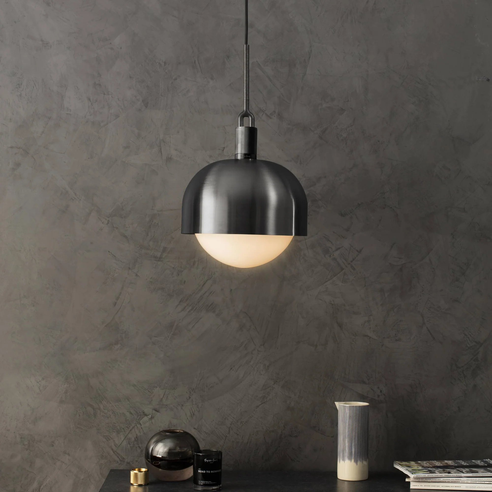 Forked Shade and Globe Pendant