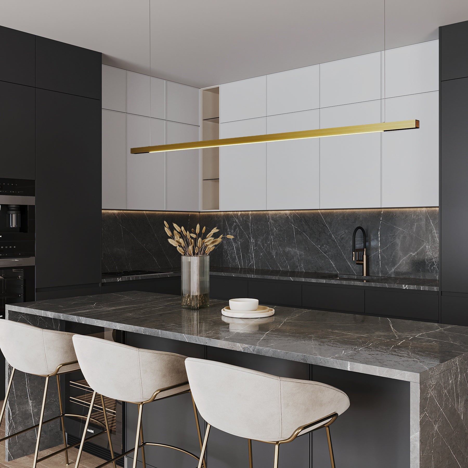 Capsühl Linear | LED Pendant | Brushed Brass