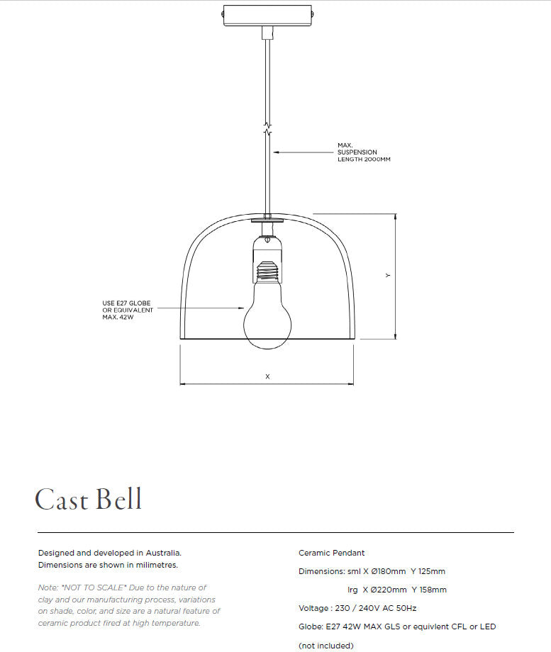 Ceramic Pendant Bell Light Large