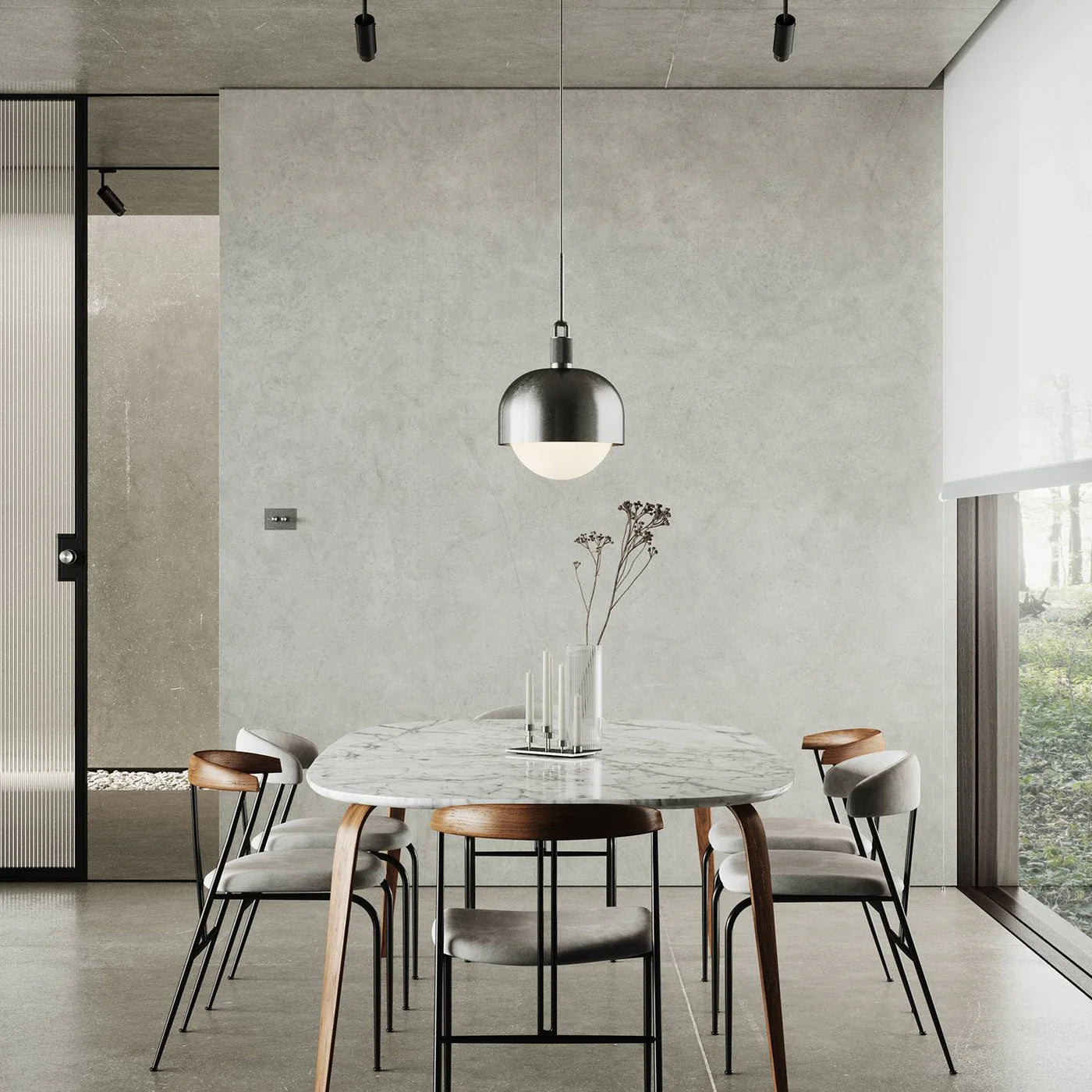 Forked Shade and Globe Pendant