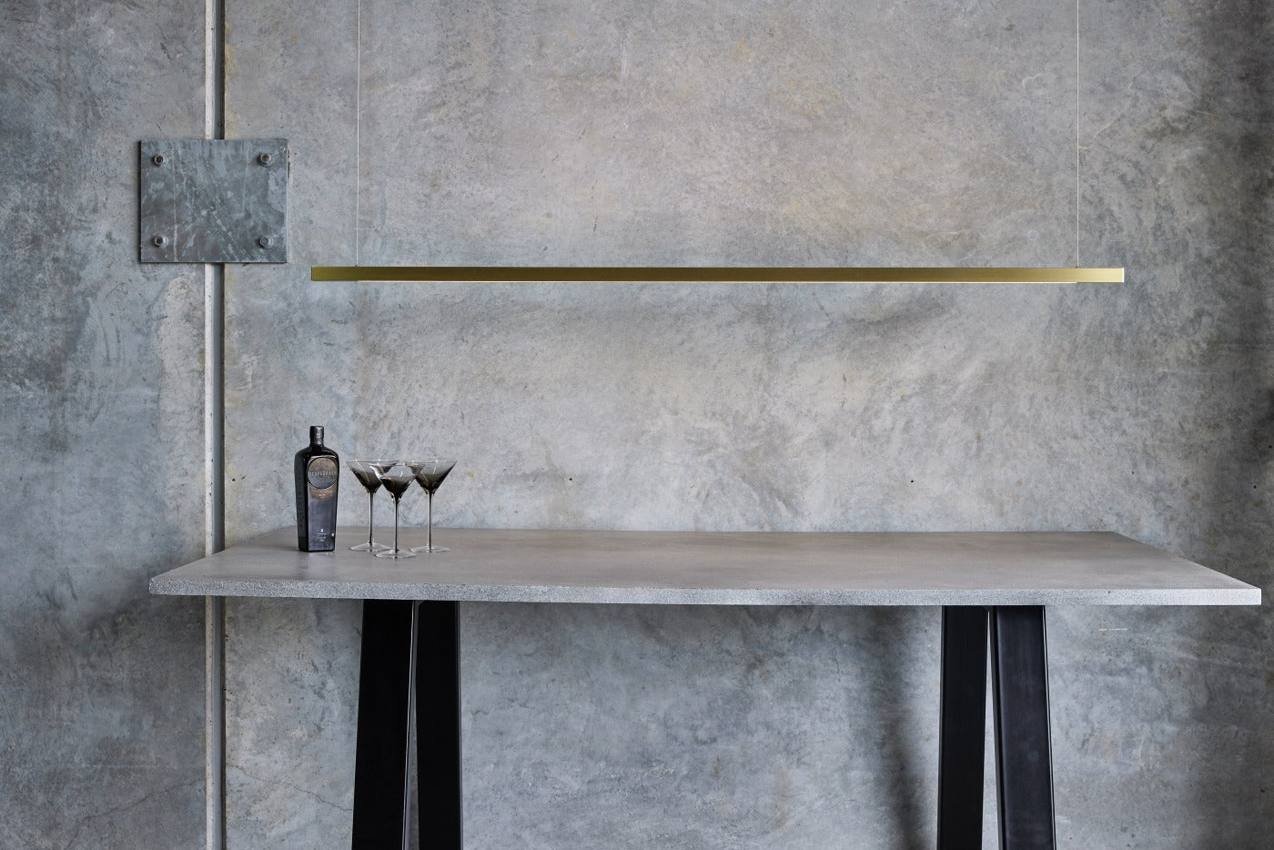 Linear Brass LED Pendant Light from Social Light