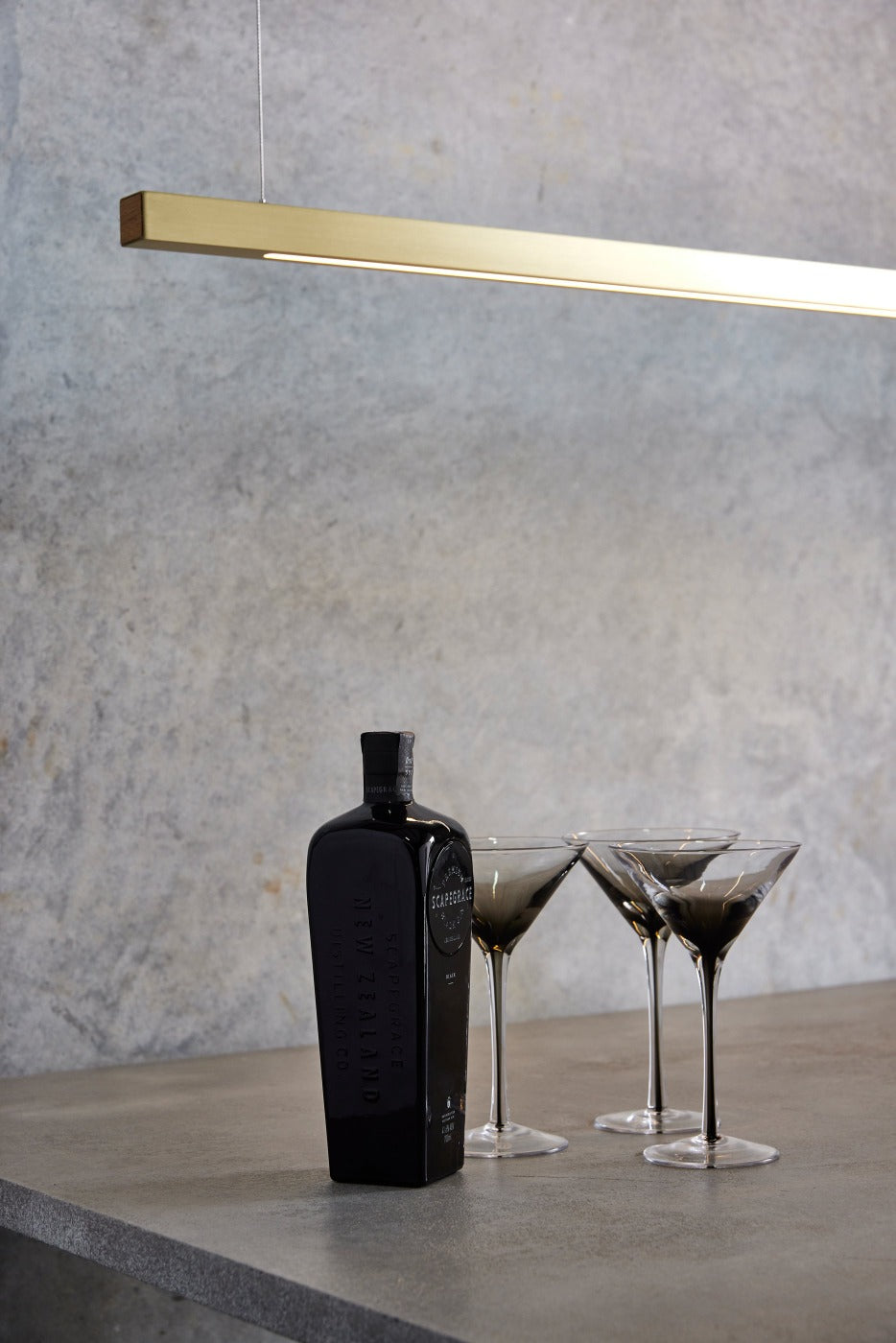 Linear Brass LED Pendant Light from Social Light