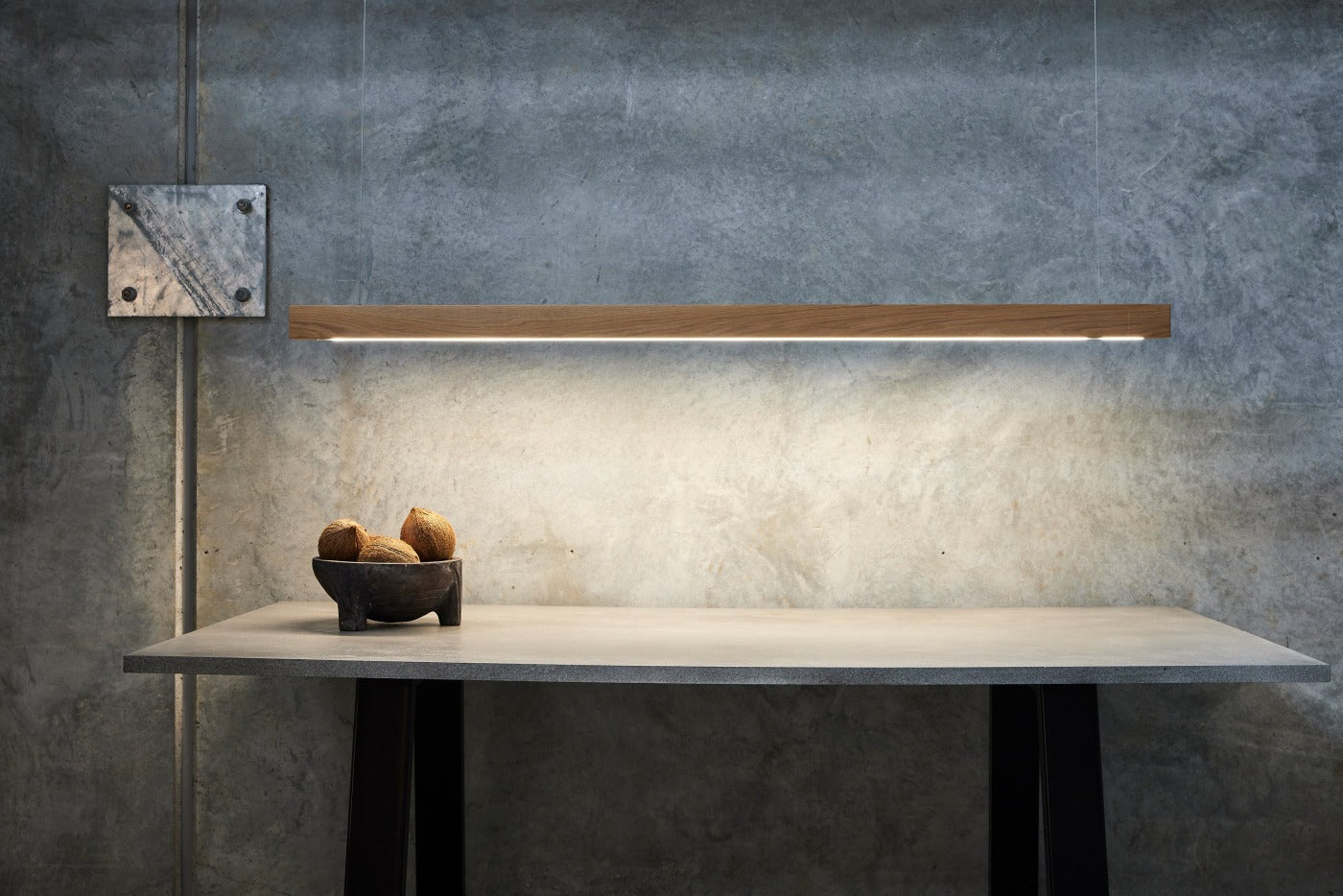 Linear Oak LED Pendant Light from Social Light