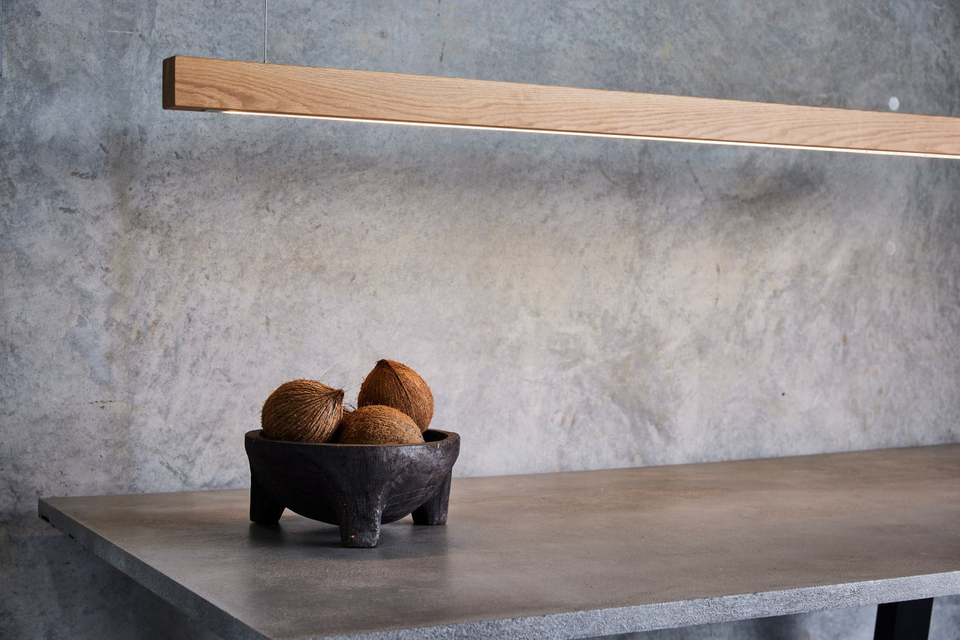 Linear Oak LED Pendant Light from Social Light