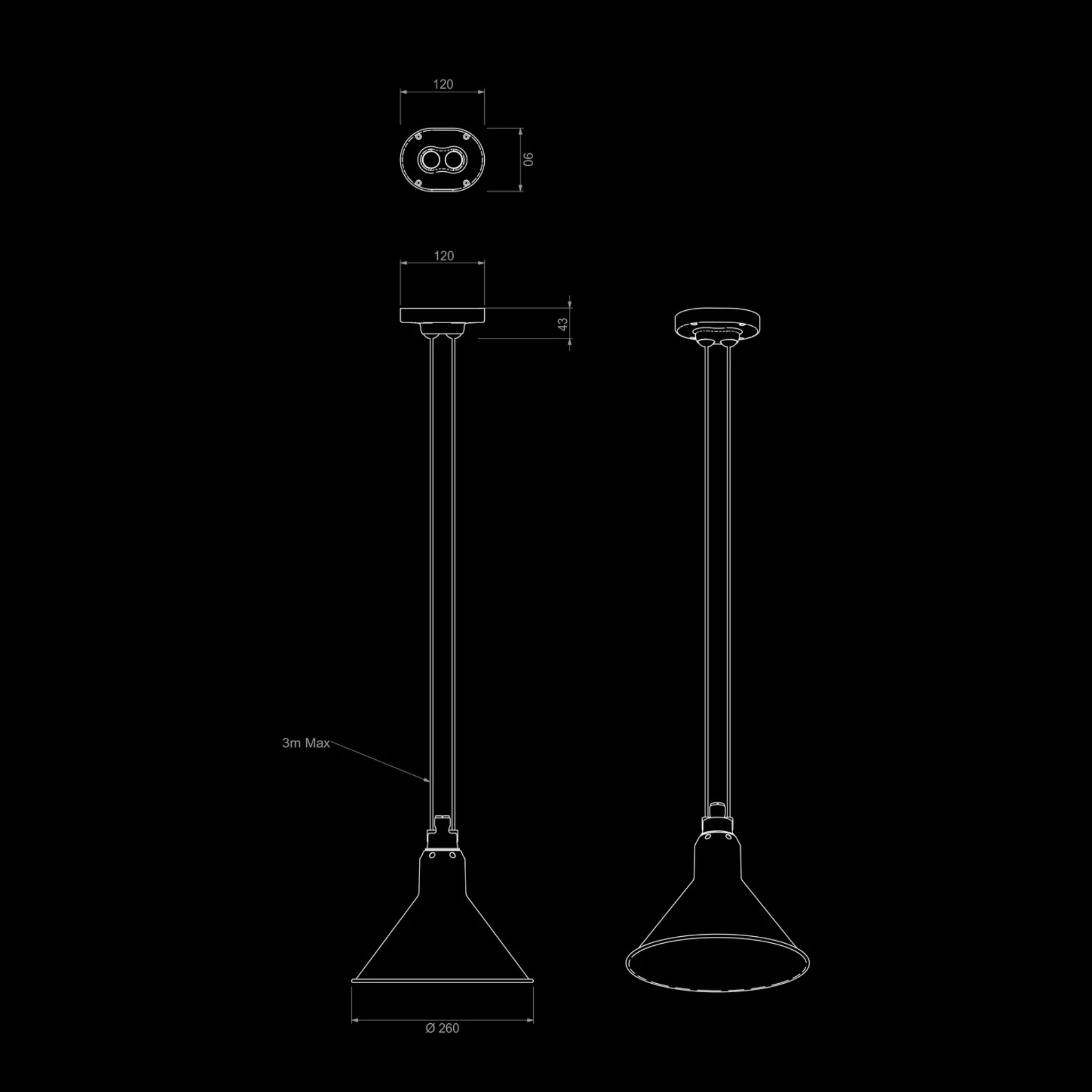 Lampe Gras N°322 Ceiling Light