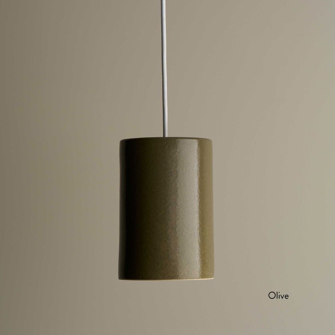 Ceramic Pendant Cylinder Light Large