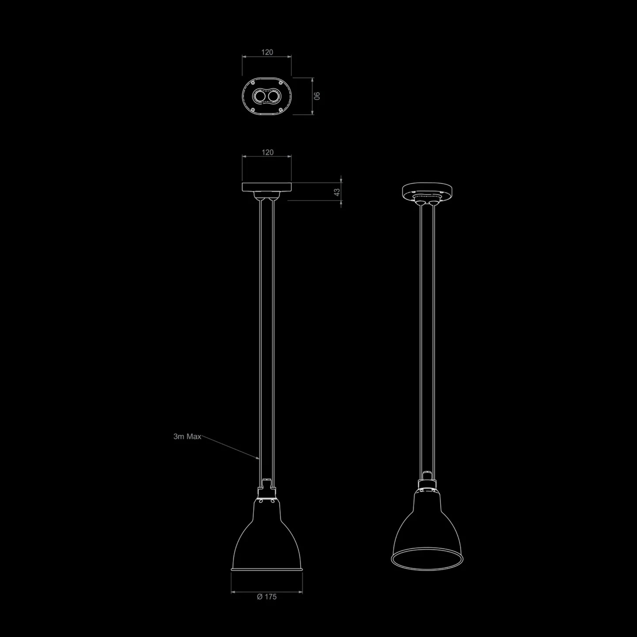 Lampe Gras N°322 Ceiling Light