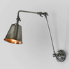 Vintage-style wall lamp with adjustable arm on a gray background