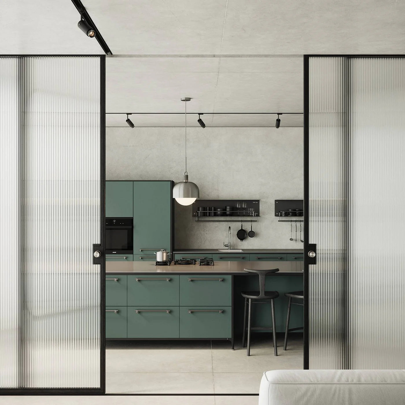 Forked Shade and Globe Pendant