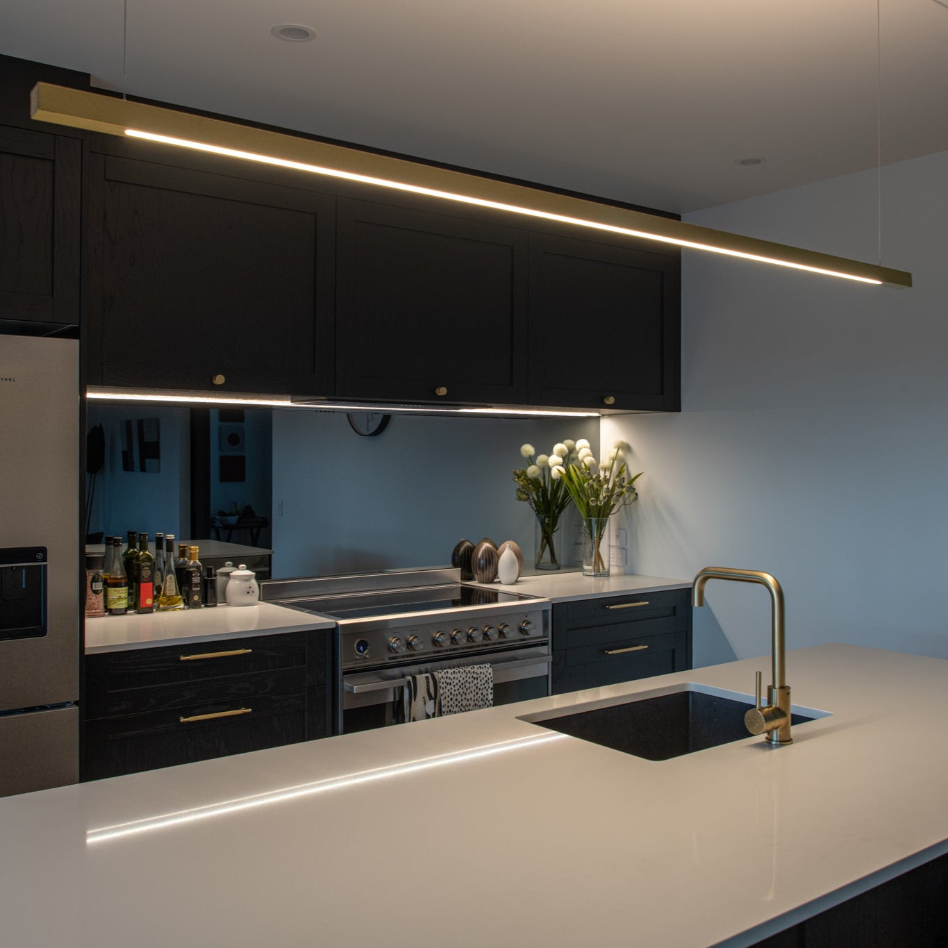 Custom LED Linear Pendant | Brass | Made in NZ by Social Light