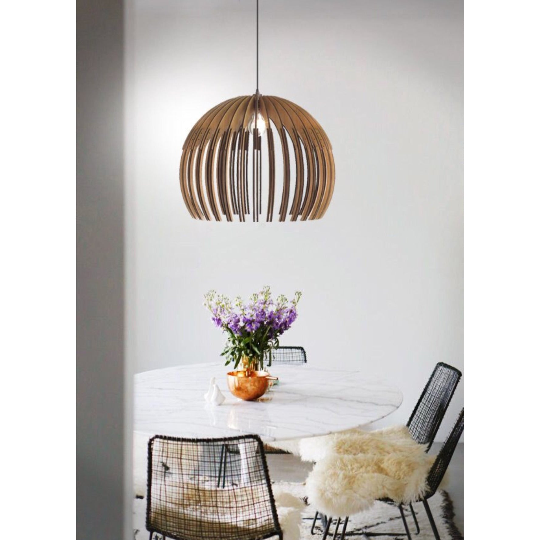 Wood pendant modern dining room living room shade
